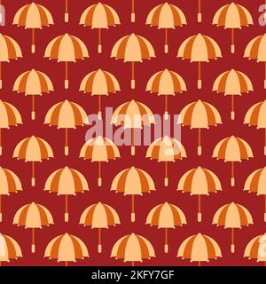 Rot Nahtloses Muster mit Regenschirmen. vektor Stock Vektor