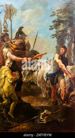 Diktatur, die Cincinnatus von Giovanni Battista Tiepolo (1696-1770) angeboten wurde, gemalt in1730. Stockfoto