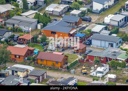 Luftbild, Campinghäuser Freizeitpark Flaesheim Campingplatz, Flaesheim, Haltern am See, Ruhrgebiet, Nordrhein-Westfalen, Deutschland, Camping, Camps Stockfoto