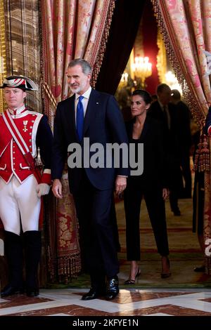 Madrid, Spanien. 20.. November 2022. König von Spanien, König von Spanien, Königin Letizia von Spanien, besucht eine Audienz für die Teilnehmer der Jahrestagung 68. der Parlamentarischen Versammlung der NATO am 20. November 2022 im Königlichen Palast in Madrid, Spanien.Quelle: CORDON PRESS/Alamy Live News Stockfoto