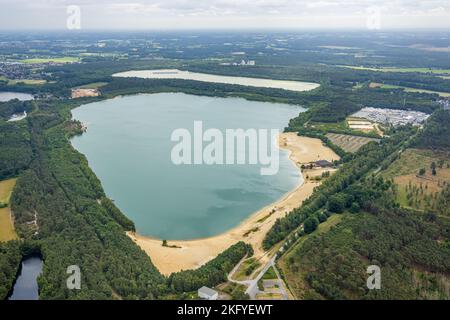 Luftaufnahme, Silbersee II mit Sandstrand, Lehmbraken, Haltern am See, Ruhrgebiet, Nordrhein-Westfalen, Deutschland, DE, Europa, Haltern am See, A Stockfoto