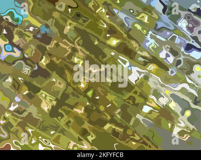 Abstrakte diagonale Bursts in Grün-Blau-Farbtönen für Hintergründe oder Texturen. Wellen – rhythmische Spritzer mit Glaseffekt für Stoff, Abdeckungen und Mode Stockfoto