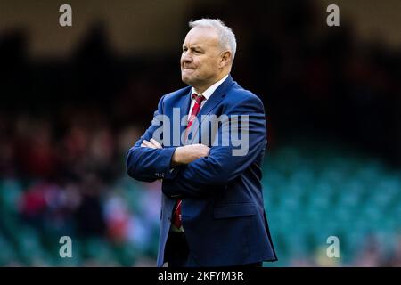 Cheftrainer Wayne Pivac aus Wales während der Herbstnationen-Serie 2022, Rugby-Union-Testspiel zwischen Wales und Georgia am 19. November 2022 im Millenium Stadium in Cardiff, Wales Stockfoto