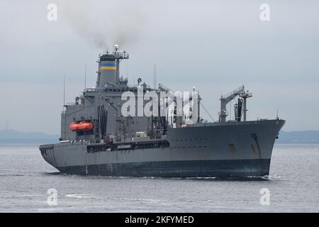 Präfektur Kanagawa, Japan - 13. August 2021: United States Navy USNS Big Horn (T-AO-198), Henry J. Kaiser-Klasse Nachschuböler. Stockfoto