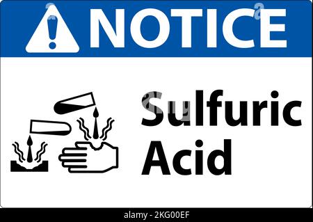 Beachten Sie Das Schwefelsäure-Zeichen Auf Weißem Hintergrund Stock Vektor