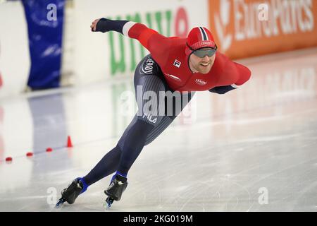 Henrik Fagerli Rukke (NOR) über die 1000m Männer, während des ISU-Weltcup-Speedskating am 18. November 2022 im Thialf Stadion in Heerenveen, Niederlande Foto von SCS/Soenar Chamid/AFLO (HOLLAND OUT) Stockfoto