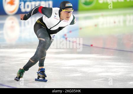 Wataru Morishige (JPN) über die 500m Männer während des ISU World Cup Speedskating am 19. November 2022 im Thialf Stadion in Heerenveen, Niederlande Foto von SCS/Soenar Chamid/AFLO (HOLLAND OUT) Stockfoto