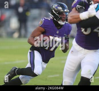 Nov 20, 2022: Baltimore Ravens WR Demarcus Robinson (10) in action during a  game against the Carolina Panthers in Baltimore, MD. Photo/ Mike Buscher /  Cal Sport Media (Credit Image: © Mike