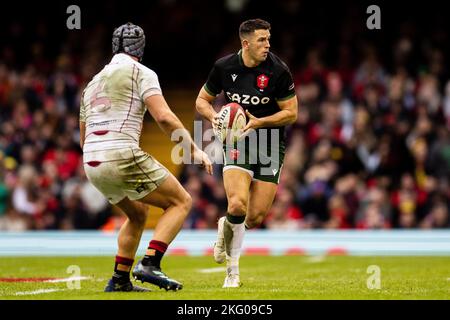 Owen Watkin aus Wales während der Herbst-Nations-Serie 2022, Rugby-Union-Testspiel zwischen Wales und Georgien am 19. November 2022 im Millenium Stadium Stockfoto