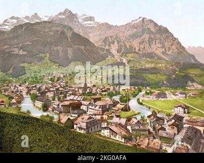 Schwanden, Glarus, Schweiz 1890. Stockfoto