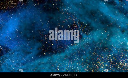 3D Darstellung der Masse von buntem Rauch und Staub. Ein abstrakter Hintergrund Stockfoto