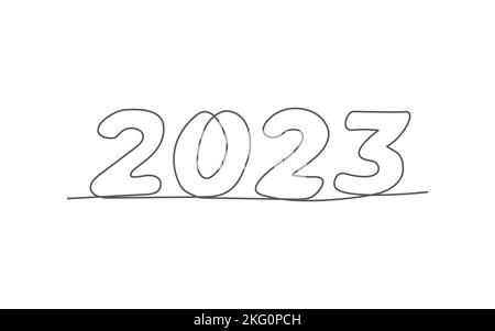 2023 eine Linie auf weißem Hintergrund Stock Vektor