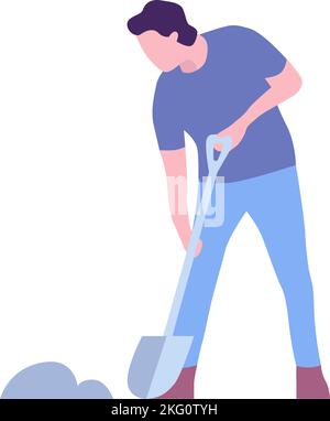 Mann, der ein Vektorsymbol auf weiß isoliert gräbt Stock Vektor