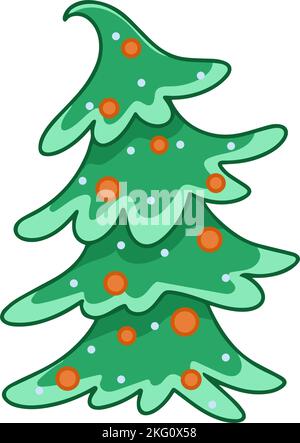 Weihnachtsbaum mit Kugeln Cartoon Clip Art Stock Vektor