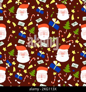Weihnachtliches Nahtloses Muster mit Maske Santa Claus Stock Vektor