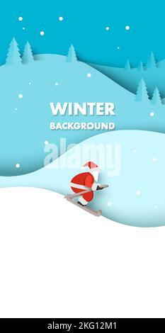 Winterhintergrund mit dem skivektor der weihnachtsklausel Stock Vektor