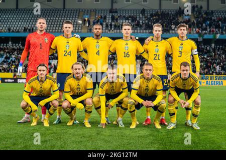 Malmoe, Schweden. 19., November 2022. Die Starrting-11 von Schweden für die Fußball-freundlich zwischen Schweden und Algerien im Eleda Stadion in Malmoe. (Foto: Gonzales Photo - Joe Miller). Stockfoto