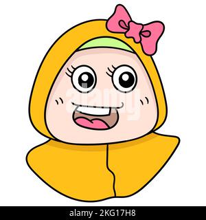 Der Kopf eines schönen lächelnden Mädchens, das einen muslimischen Hidschab trägt, ein Doodle-Symbol Stock Vektor