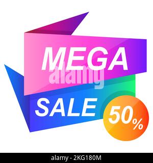 Ein Rabattetikett mit Mega-Sale-Text Stock Vektor