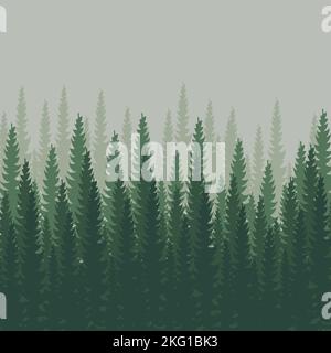 Dichter Wald, Tanne und Kiefer natürliche grüne Landschaft, Web-Hintergrund, Vorlage - Vektor-Illustration Stock Vektor