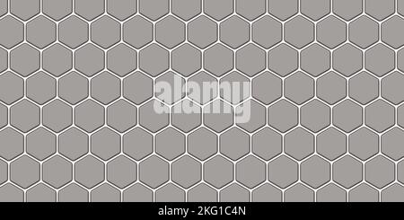 Grauweißes Wabenmosaik. Realistische geometrische Mesh-Zellen-Textur. Abstrakte weiße Tapete mit Sechseck-Gitter. Abstraktes Muster Hintergrund, 3D rende Stockfoto