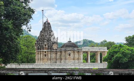 Blick auf Parshwanath Jain Temple, Ranakpur, Rajasthan, Indien. Stockfoto