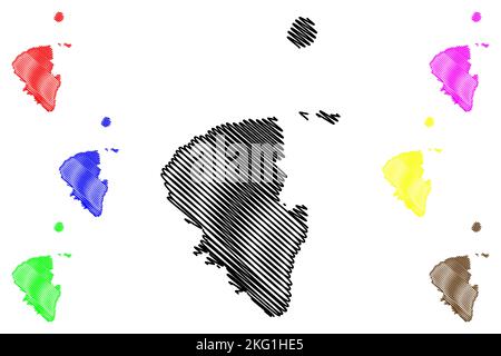 Lihir Group Islands (Papua-Neuguinea, Pazifischer Ozean, Bismarck-Archipel) Kartenvektordarstellung, Skizze Lihir, Niolam, Mali, Sanambiet, M Stock Vektor