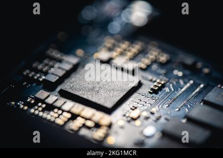 Nahansicht eines Motherboard-Prozessors Stockfoto