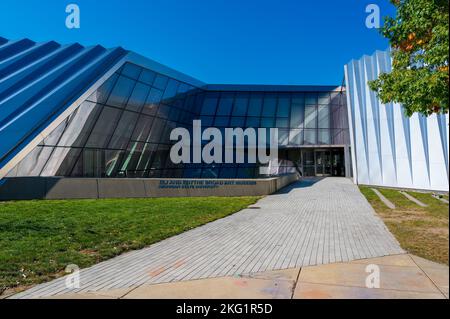 East Lansing MI - 18. Oktober 2022: Eingang des Broad Art Museum Stockfoto