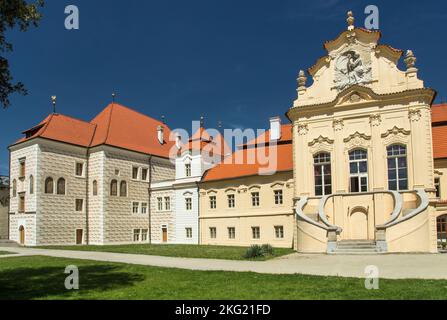 Zeliv Premonstratenserkloster, Trckuv hrad und Abtei, Barockarchitektur von Jan Blazej Santini Aichel, Bezirk Pelhrimov in der Region Vysocina Stockfoto