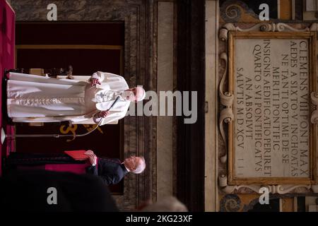 In der Clementine Hall des Apostolischen Palastes des Vatikans empfing der Heilige Vater Franziskus in privater Audienz die Teilnehmer der beworbenen Begegnung Stockfoto