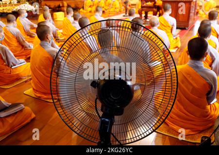 buddhistischer Tempel von BA Vang. Nonnen bei religiösen Ritualen. Buddhistische Zeremonie Uong Bi. Vietnam. Stockfoto