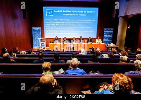 Nationaler Tag gegen Antisemitismus, organisiert von Amitie Judeo-Chretienne de France im Memorial de la Shoah (Holocaust-Mahnmal), Paris, Frankreich. Stockfoto