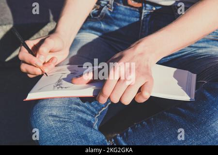 Nahaufnahme der Skizze des Konzeptfotos Stockfoto