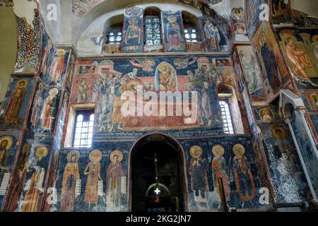 Fresken in Studenica orthodoxe Klosterkirche, Serbien Stockfoto