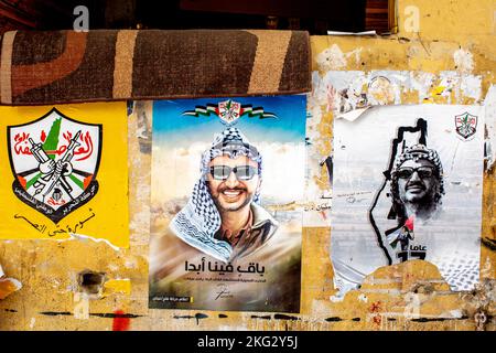 PLO-Plakate im Shatila-Flüchtlingslager, Beirut, Libanon Stockfoto