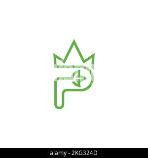 Buchstabe p Blatt grüne Krone Logo Vektor Stock Vektor