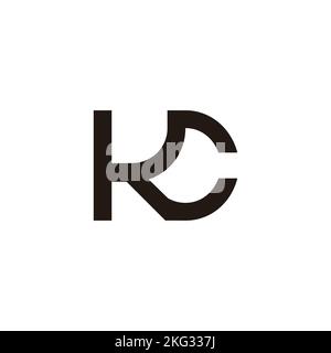 Buchstabe kc einfacher geometrischer liniverknüpfter Logovektor Stock Vektor