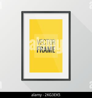 Vektor-Design mit schwarzem Rahmen und langem Schatten. Vektorgrafik, flaches Design Stock Vektor