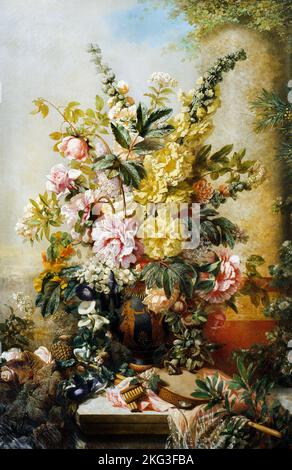 Josep Mirabent i Gatell; große Vase mit Blumen; um 1880-1888; Öl auf Leinwand; Museu Nacional d'Art de Catalunya, Barcelona, Spanien. Stockfoto