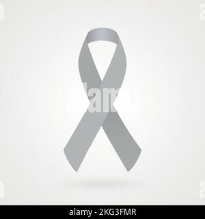 Graues Farbband zur Sensibilisierung. Stoffstruktur. Vektorgrafik, flaches Design Stock Vektor