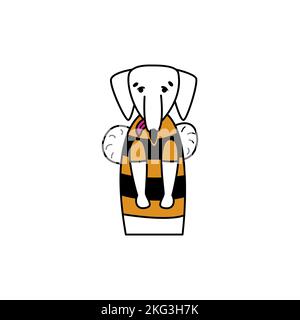 Heller einfacher Aufkleber für Druck, Boten oder Animation. Maskottchen Charakter für Tierarzt und Zoo Marken. Witziger komischer verärgerter Dackel zeigt Zunge. Stock Vektor
