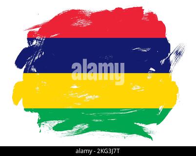 Mauritius-Flagge auf abstraktem weißem Pinselhintergrund Stockfoto