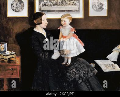 John Everett Millais; Frau James Wyatt Jr und ihre Tochter Sarah; um 1850; Öl auf dem Panel; Tate Britain, London, England. Stockfoto