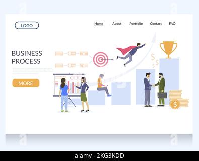 Geschäftsprozess Vektor-Website-Vorlage, Web-Seite und Landing-Page-Design für Website und mobile Website-Entwicklung. Unternehmenswachstum, Erfolge, oder Stock Vektor