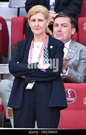 Debbie Hewitt, Vorsitzende des Verbands, nimmt am 21. November 2022 im Al Khalifa-Stadion in Doha, Katar, am Spiel zwischen England und Iran der FIFA Fußball-Weltmeisterschaft Katar 2022 Teil. Foto von Laurent Zabulon/ABACAPRESS.COM Stockfoto