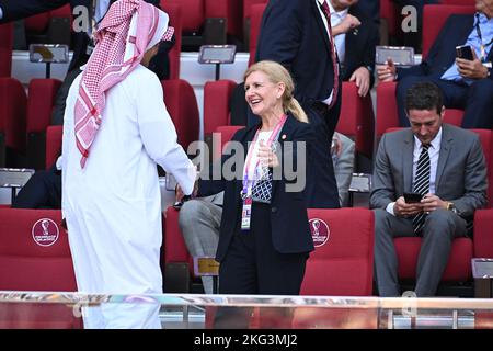 Debbie Hewitt, Vorsitzende des Verbands, nimmt am 21. November 2022 im Al Khalifa-Stadion in Doha, Katar, am Spiel zwischen England und Iran der FIFA Fußball-Weltmeisterschaft Katar 2022 Teil. Foto von Laurent Zabulon/ABACAPRESS.COM Stockfoto