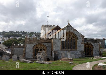 Blick auf die Kirche St. Michaels Lyme Regis Dorset England Stockfoto