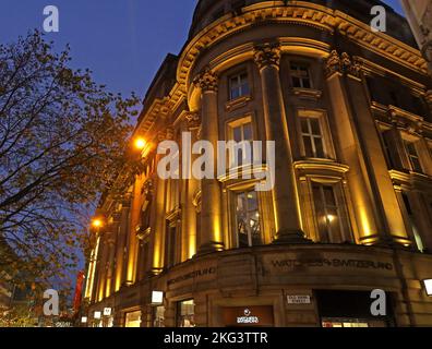 Manchester Royal Exchange Theater, bei Nacht, St Anns Square, Stadtzentrum Manchester, England, UK, M2 7DH Stockfoto