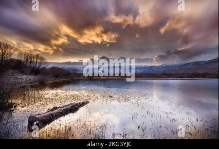 Sonnenuntergang im Lozoya-Tal - Madrid - Spanien Stockfoto